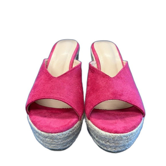 Pink Wedge espadrilles size 42/10 Sandals platform 1.4” heel height 4” - Picture 2 of 8